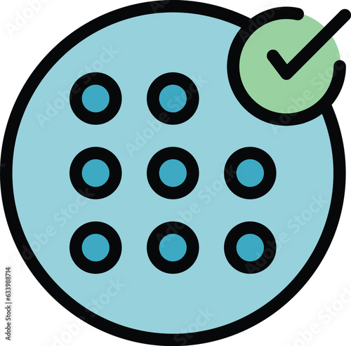 Safety control icon outline vector. Data secure. Privacy website color flat