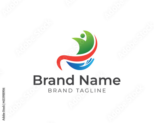 gastric or stomach health logo. stomach combination logo in the shape of a healthy person. health and wellness logo template.