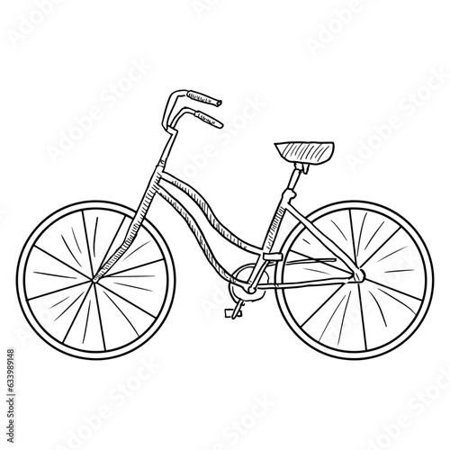 Hand drawn sketch of a bicycle. Vector illustration. Isolated object on a white background.