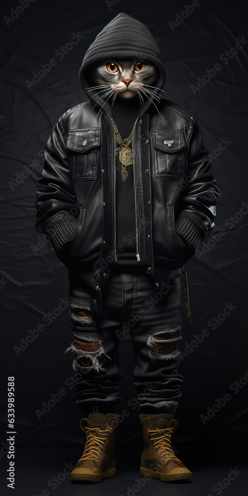 fashion hip hop cat with clothes fashion hip hop cat with clothes