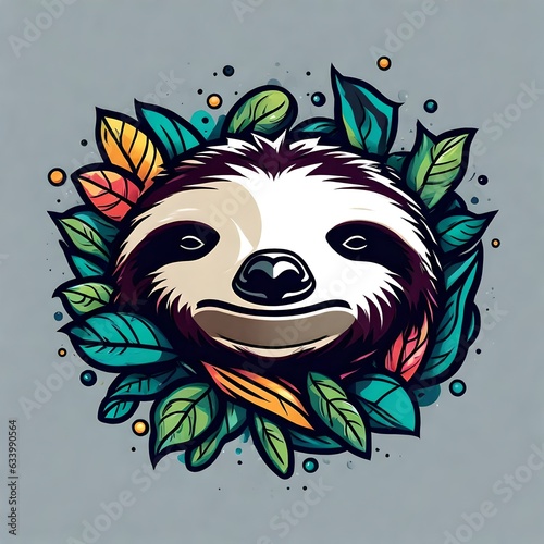 A logo for a business or sports team featuring a sloth  
that is suitable for a t-shirt graphic. photo