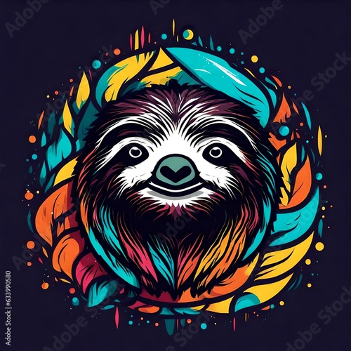 A logo for a business or sports team featuring a sloth  
that is suitable for a t-shirt graphic. photo