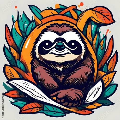 A logo for a business or sports team featuring a sloth that is suitable for a t-shirt graphic.