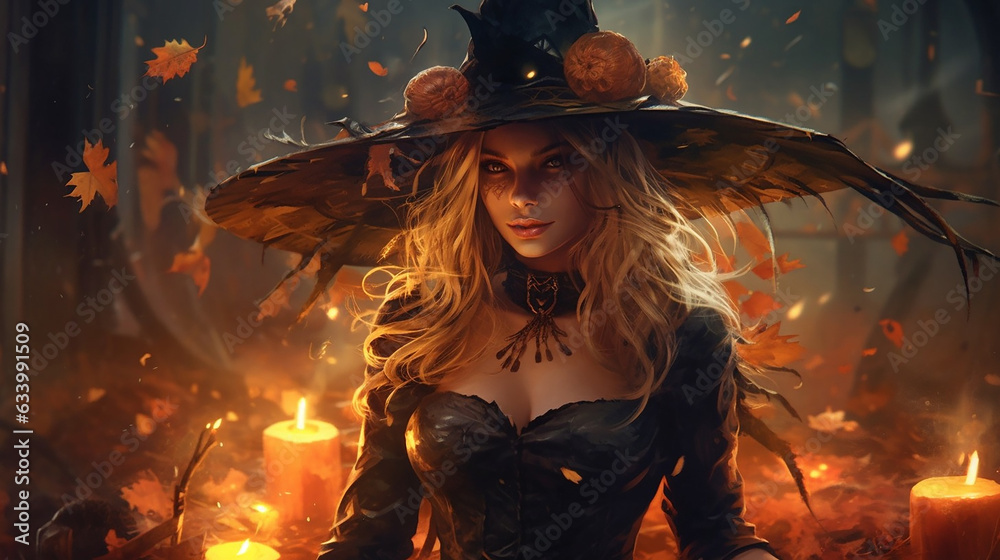 Fototapeta premium Classic halloween background with spooky creatures and decorative background 