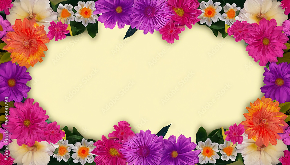 border made of colorful flowers