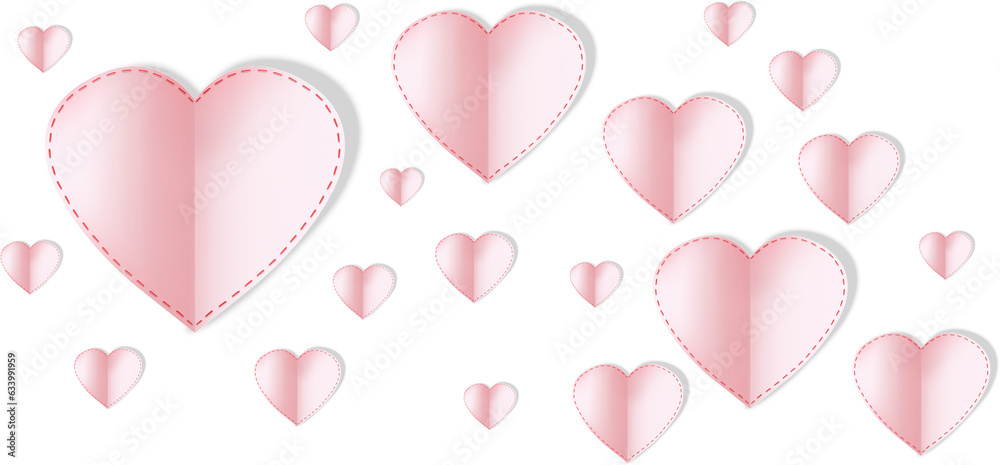 Digital png illustration of pink hearts on transparent background