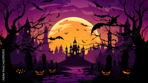 Halloween spooky night greeting card.