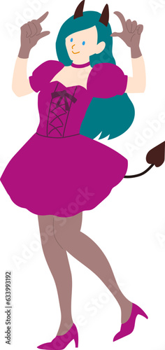 悪魔の仮装をしている女性