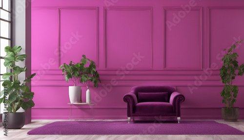 purple armchair and flowers