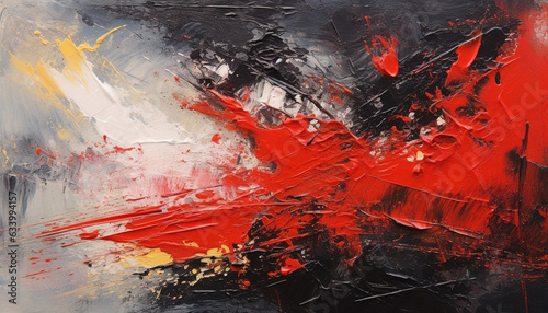 abstract oil painting texture wallpaper, with white, red and black brushstrokes, striking art