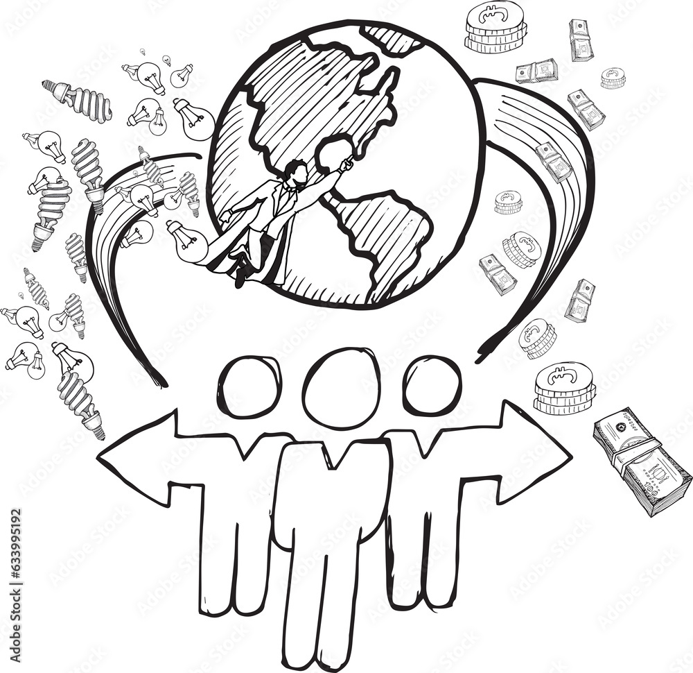 Digital png illustration of globe with business icons on transparent background Digital png illustration of globe with business icons on transparent background