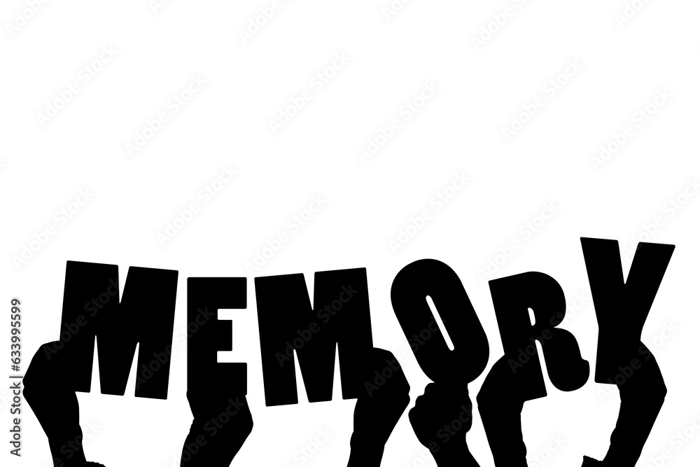Obraz premium Digital png illustration of hands with memory text on transparent background