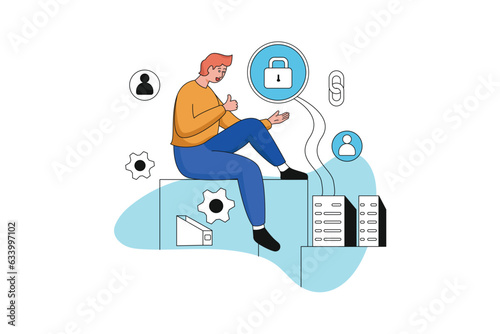 Data security, Vector Business Marketing Line Illustration