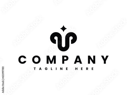 minimal ram head with star logo design