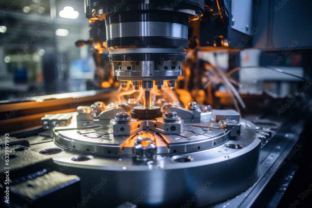 photograph of CNC machine photo. A close - up of a milling process. photograph of CNC machine photo. A close - up of a milling process.