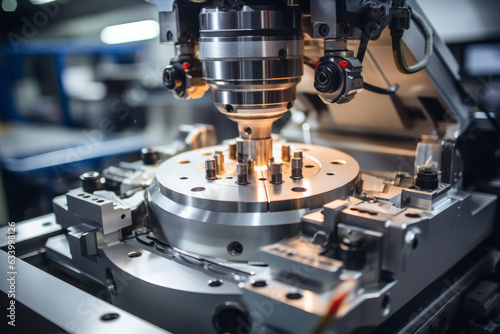 photograph of CNC machine photo. A close - up of a milling process.