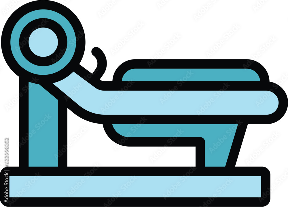 Gym bench icon outline vector. Exercise equipment. Training sport color flat