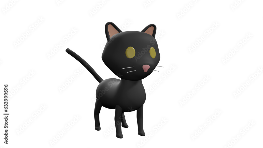 3D Model Illustration of Dead Looking Mystical Black Cat 