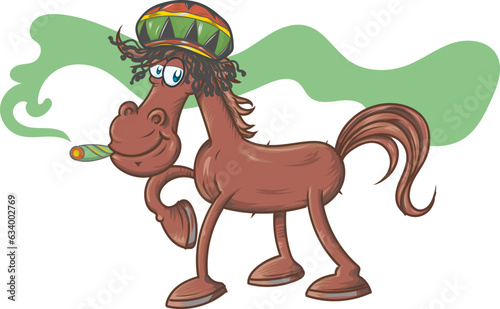 horse cartoon smokes legal marijuana. vector illustration