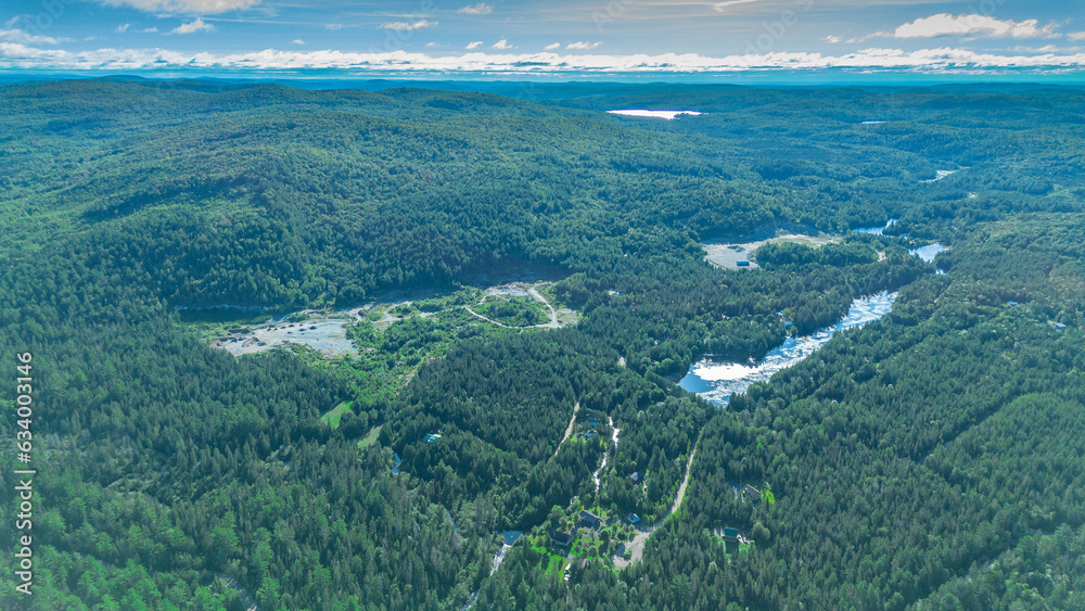 Aerial view of a beautiful Canadian forest lake in the province of Quebec Aerial view of a beautiful Canadian forest lake in the province of Quebec