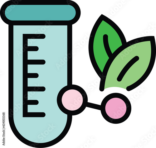 Test tube cosmetic icon outline vector. Face skin. Medical care color flat