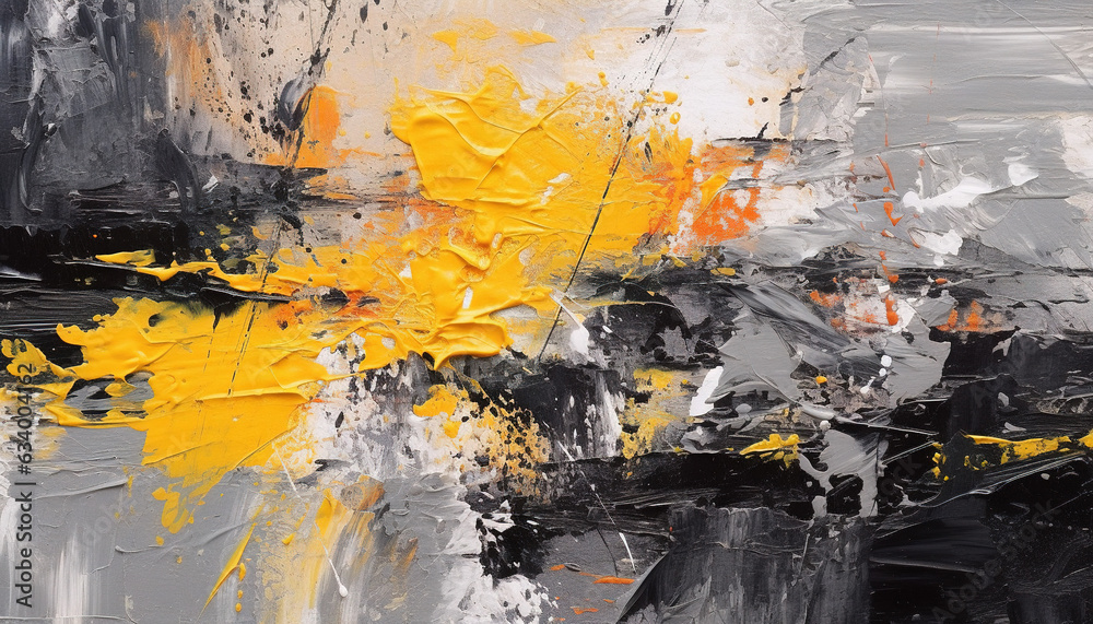 Fototapeta premium abstract white, yellow, and black oil painting, texture wallpaper, great fine detail
