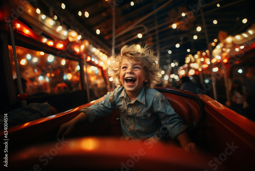 a kids have a good time in the bumper cars photo