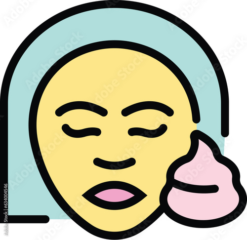 Anti aging facial cream icon outline vector. Face skin. Cosmetic care color flat