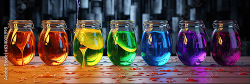 Colorful rainbow liquid photo