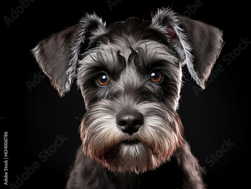 Portrait of a black terrier. Generative AI.