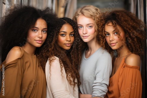 A diverse group of beautiful women with natural beauty and glowing smooth skin. Portrait of many attractive female fashion models with great skincare of all races, tones and style