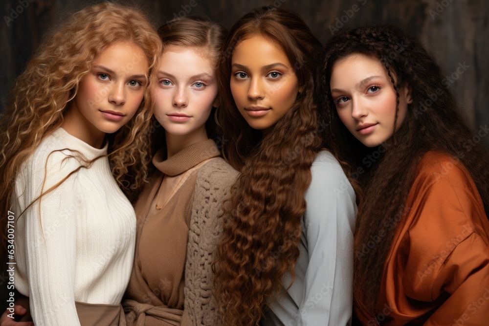 A diverse group of beautiful women with natural beauty and glowing smooth skin. Portrait of many attractive female fashion models with great skincare of all races, tones and style A diverse group of beautiful women with natural beauty and glowing smooth skin. Portrait of many attractive female fashion models with great skincare of all races, tones and style