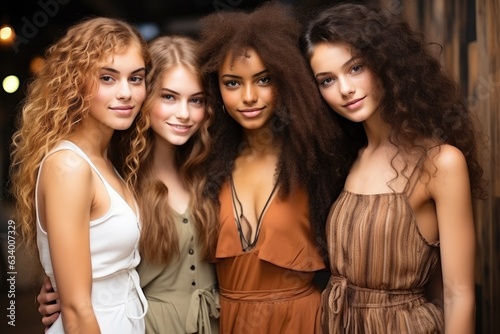 A diverse group of beautiful women with natural beauty and glowing smooth skin. Portrait of many attractive female fashion models with great skincare of all races, tones and style