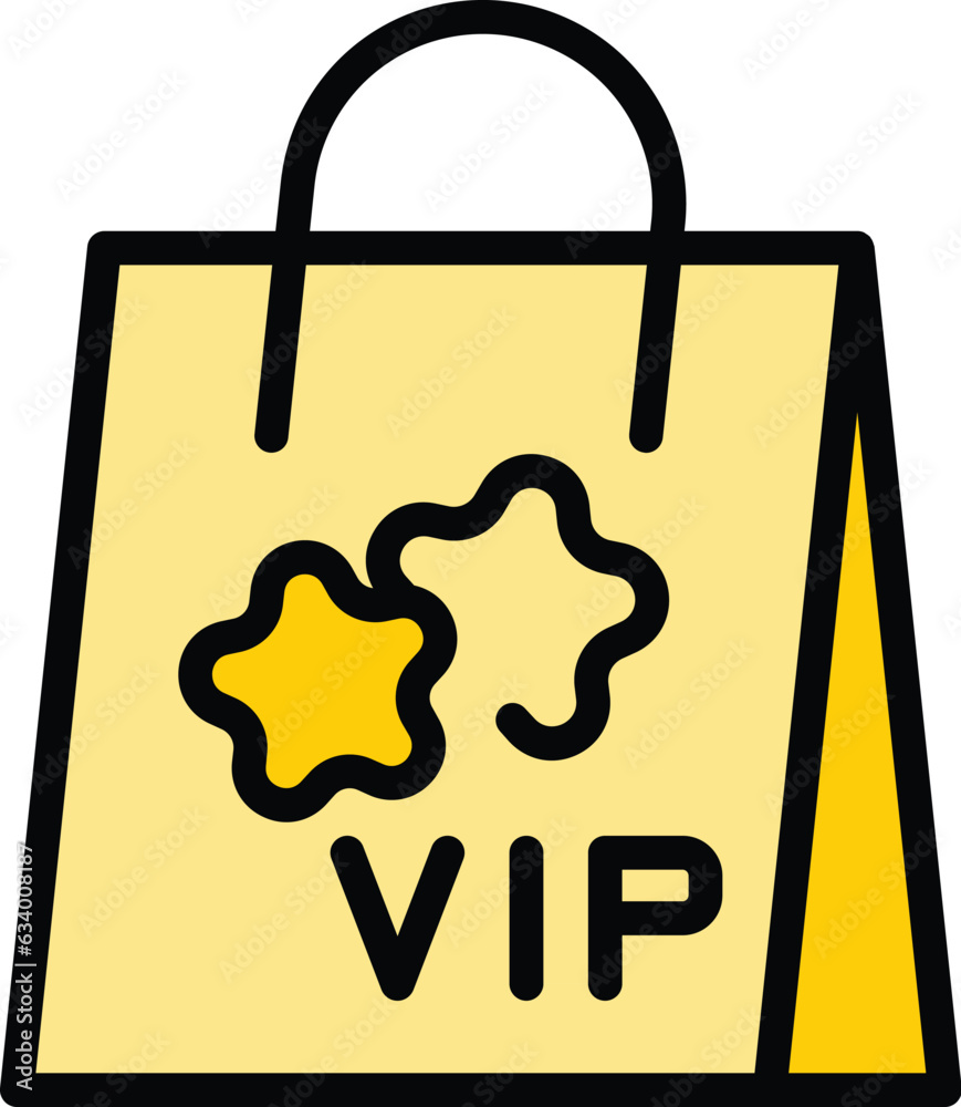 Vip event gift bag icon outline vector. Music concert. Cinema star color flat Vip event gift bag icon outline vector. Music concert. Cinema star color flat