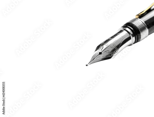 Closeup of the fountain pen isolated on transparent background
