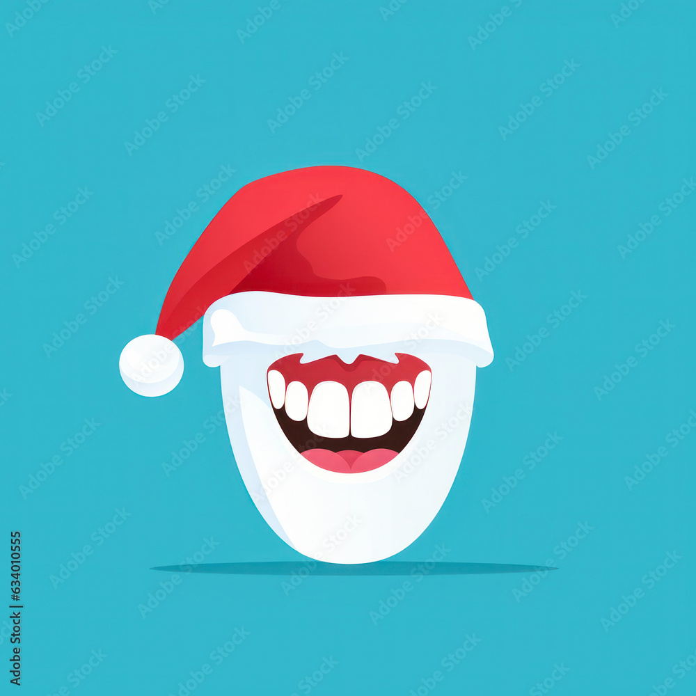 Dentist Merry Christmas and Happy New Year Icon Logo Illustartion On Blue Background.