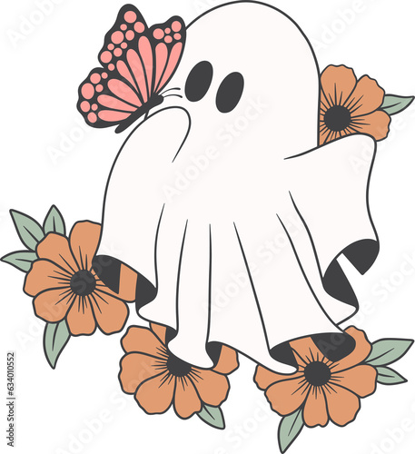 Cute ghost with floral