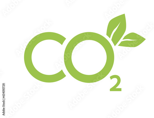 CO2 neutral icon. Carbon gas emission reduction green labels. Ecology, environment, air pollution improvement concept. Flat Vector