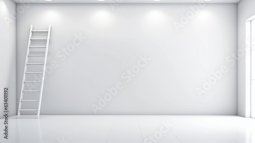 Abstract luxury background, Minimalistic white architectural background with ladder, Modern design for poster, cover, branding, product showcase, AI Generated.