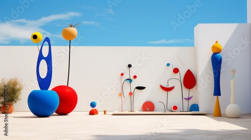Wallpaper for desktop, background, surreal art style, Joan Mirò in real life, abstract, colors photo