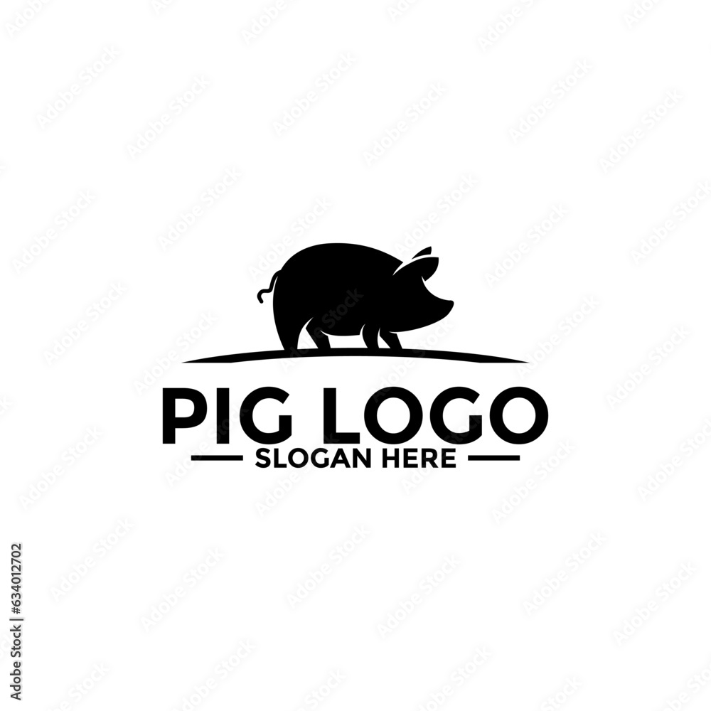 Obraz premium Pig logo icon design template vector,Pork Pig logo design