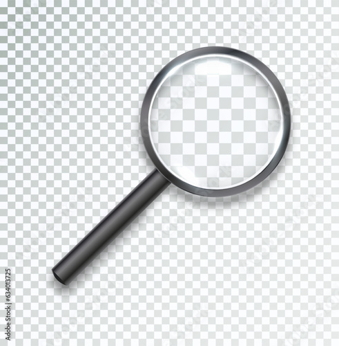 Search icon vector. Magnifying glass with Transparent Background. Magnifier, big tool instrument. Magnifier loupe search. Vector