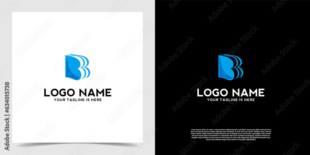Abstract letter B Initial symbol and education element book logo vector ...
