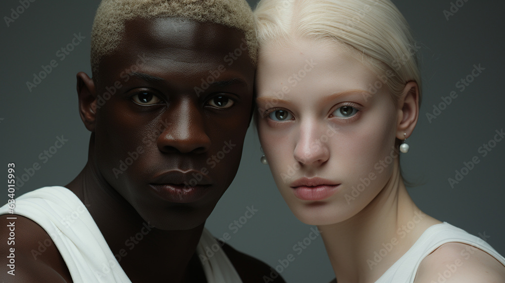 Portrait of two attractive fashion models with great skincare of all races. Portrait of two attractive fashion models with great skincare of all races.