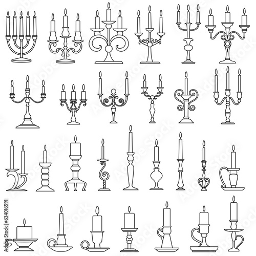 Candlestick icon vector set. Candle illustration sign collection. light symbol or logo.