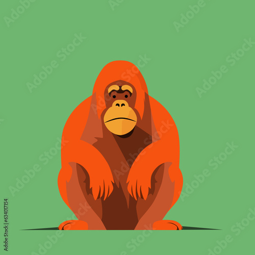 Orangutan animal logo vector illustration on green background