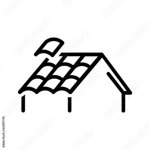 black line icon for Roofing