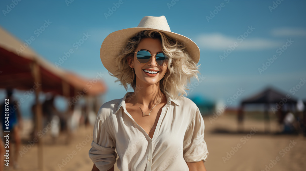 Woman on the beach. Generative Ai Woman on the beach. Generative Ai