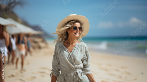 Woman on the beach. Generative Ai