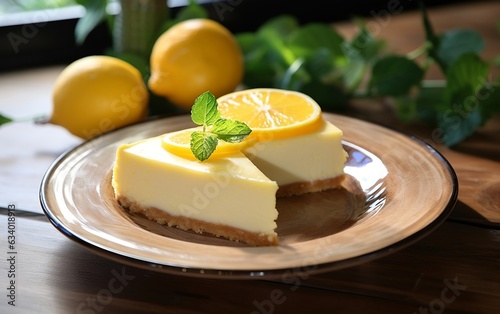 Lemon Cheesecake Slices. Generative AI